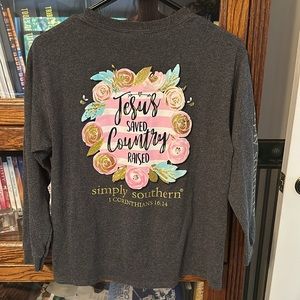 Simply Southern Long Sleeve “Jesus Saved and Country Raised” T-shirt.
